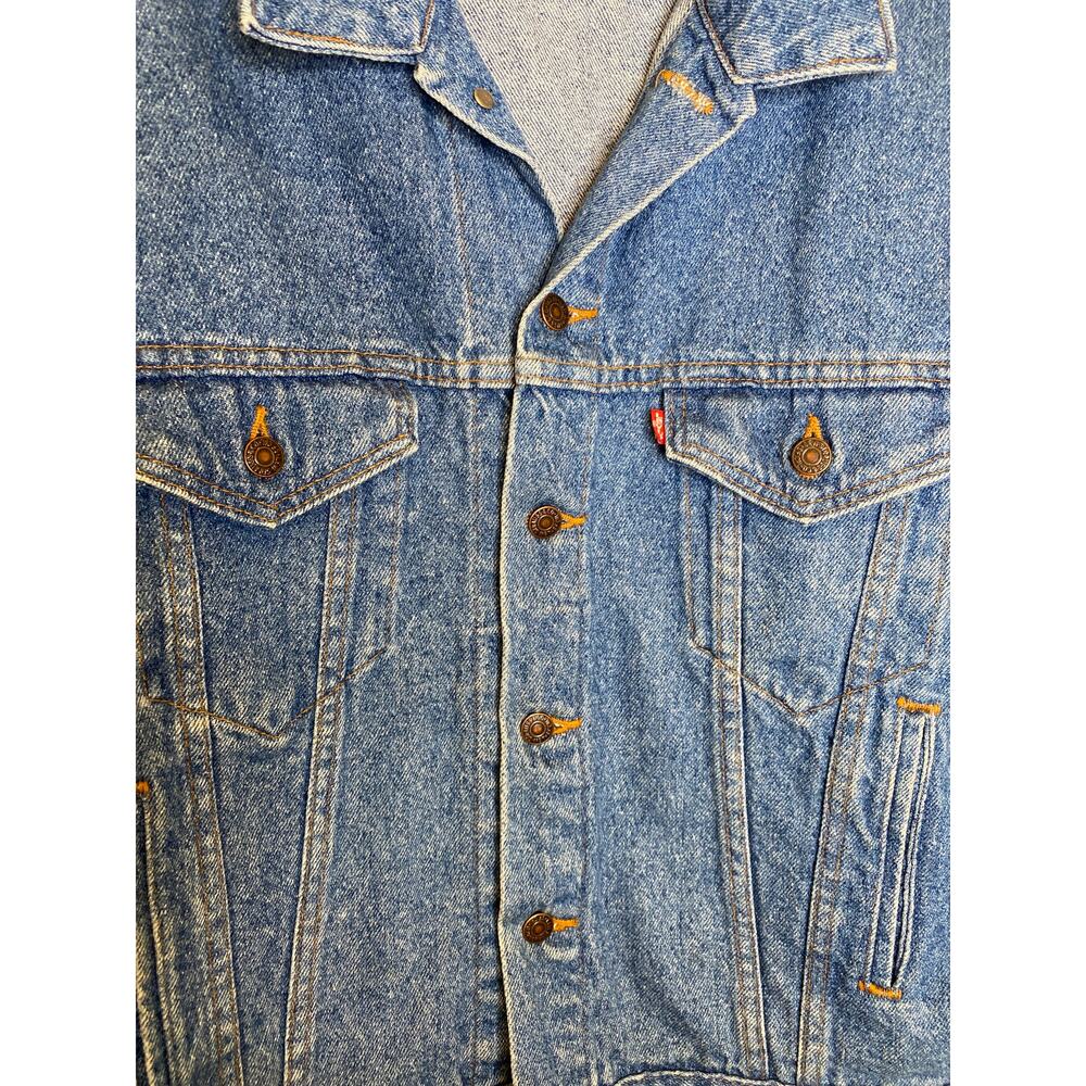 Levi’s Denim Jean Trucker Jacket Sz XXL Men’s Unisex Buttons Med Blue Classic - Picture 2 of 10